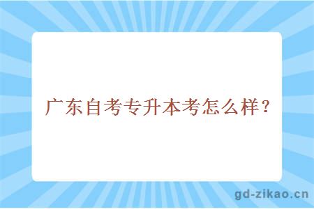 广东自考专升本考怎么样？