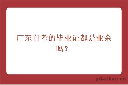 广东自考的毕业证都是业余吗？