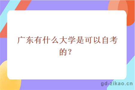 广东有什么大学是可以自考的？