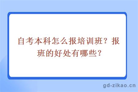 自考本科怎么报培训班？报班的好处有哪些？