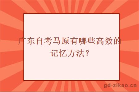 广东自考马原有哪些高效的记忆方法？