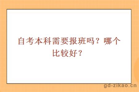 自考本科需要报班吗？哪个比较好？