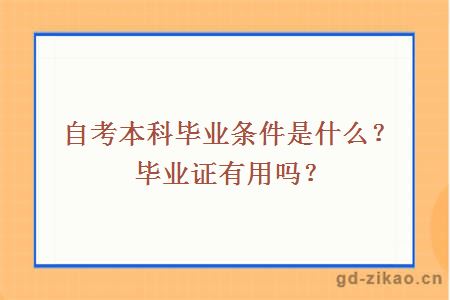 自考本科毕业条件是什么？毕业证有用吗？